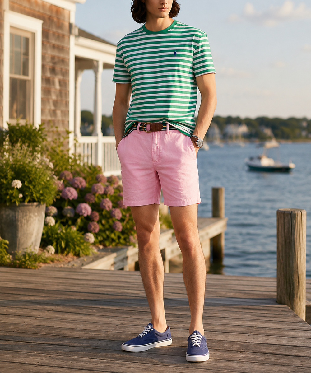 Polo Ralph Lauren 8-Inch Straight Fit Linen Cotton Shorts Pink Sz. 31 NWT